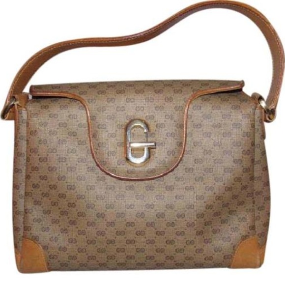 Vintage Rare! Gucci Brown  Small G Coated Canvas - Picture 1 of 8